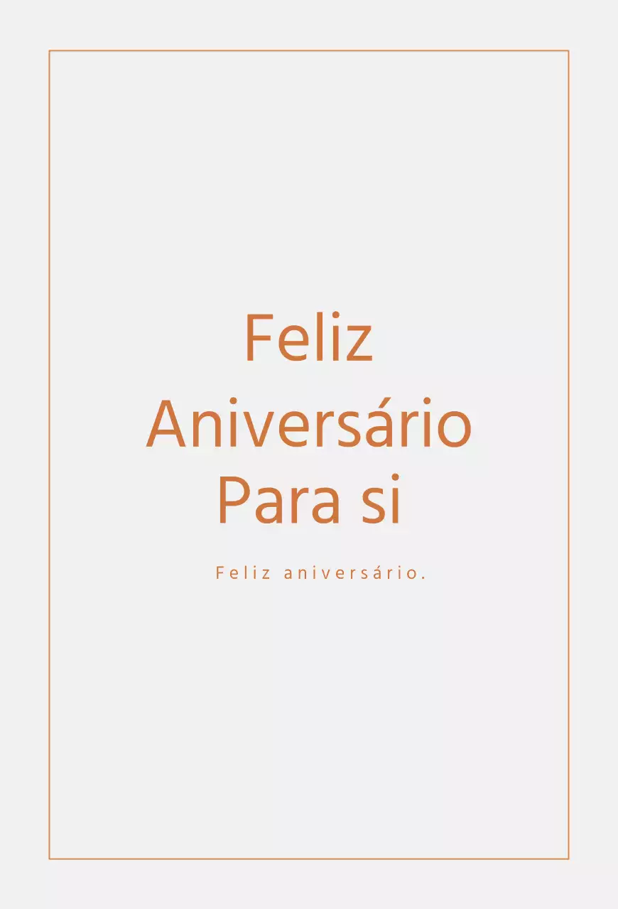 Cartão de aniversário simples com linhas e texto em laranja e cinzento