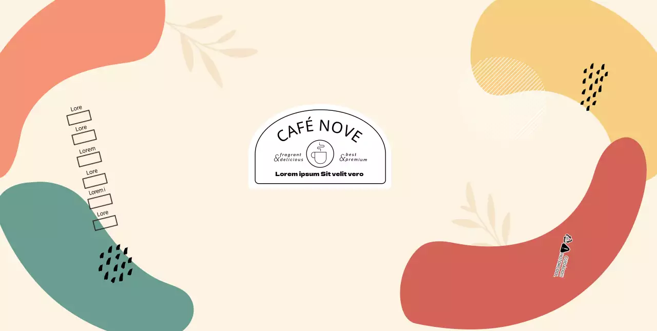 Bege formas coloridasCafé com padrão