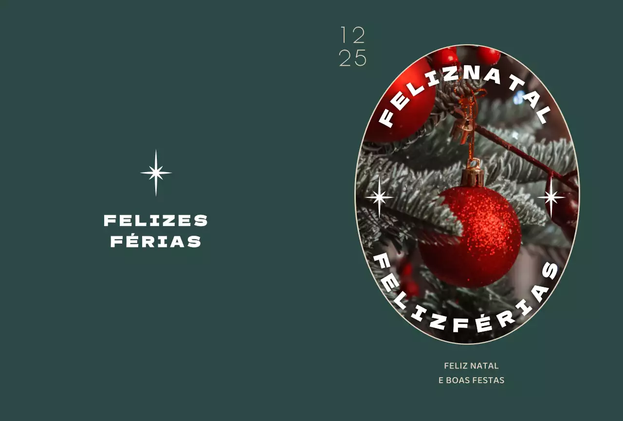 Cartão postal de Natal com fotografia de Natal turquesa