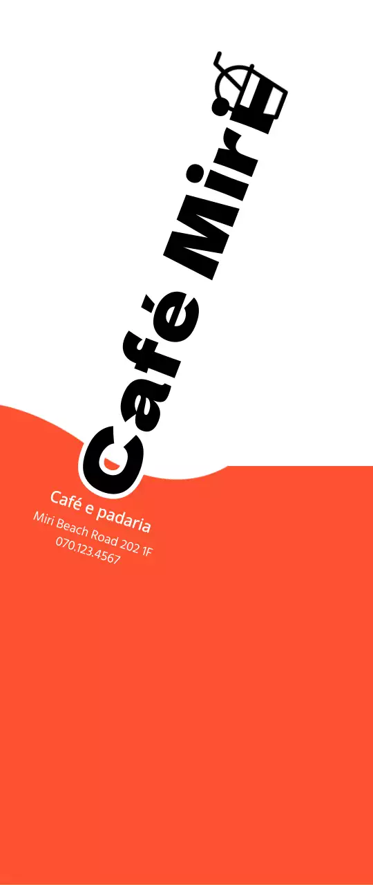 Promoção de um café e de uma padaria com um conceito simples em laranja e preto