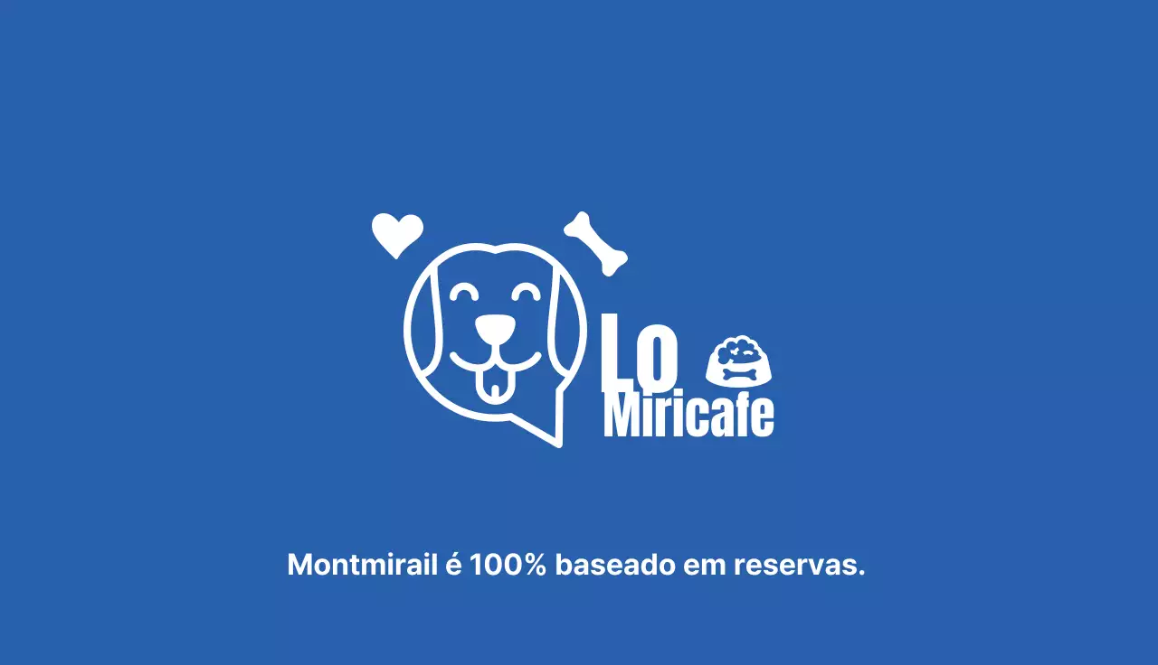 Ilustração azul simples de um café com animais