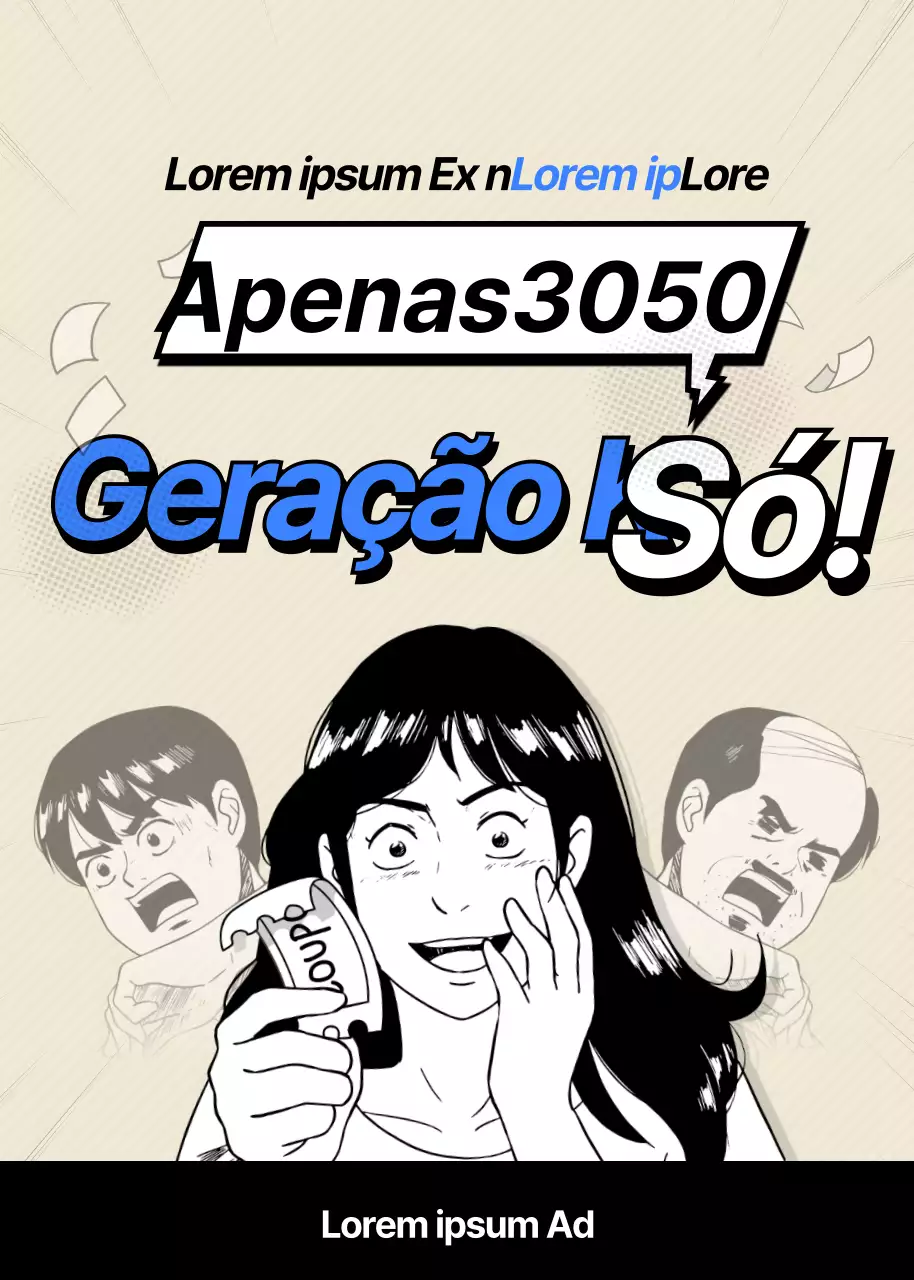 Desconto em dobras de inspiração manga bege e azul