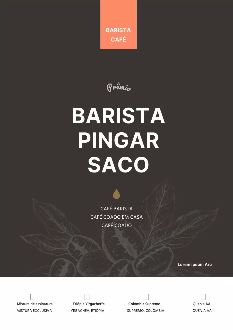 Guia do produto do Braunton Cafe design promocional