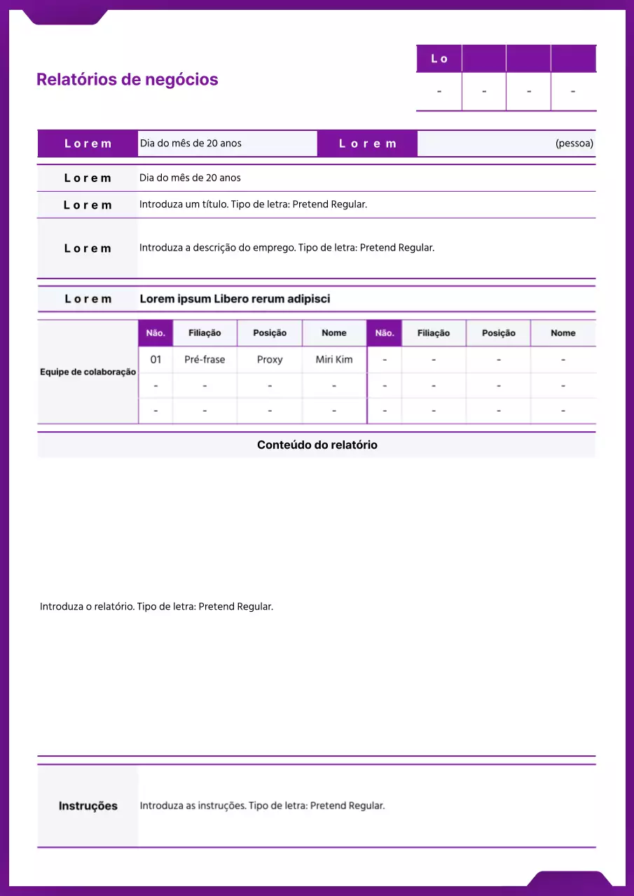 Conceito de ficheiro simples em roxo e branco para um relatório de trabalho