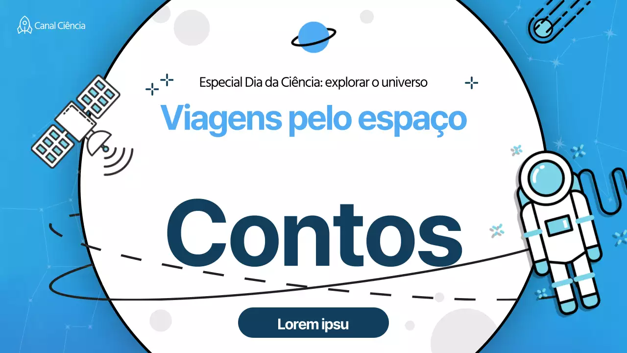 Miniatura do Dia da Ciência no YouTube com conceito de ilustração do espaço azul