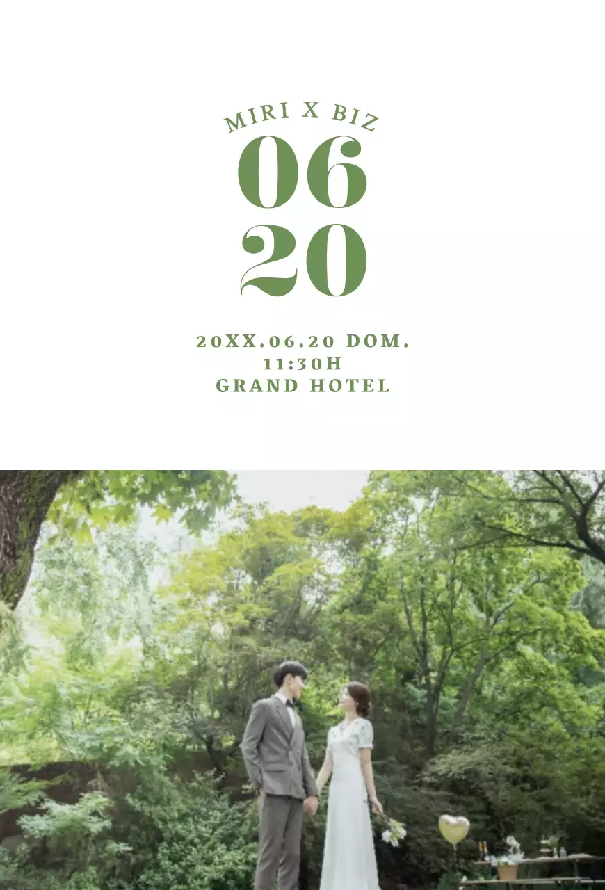 Convites de casamento simples com flores de casamento verdes e brancas