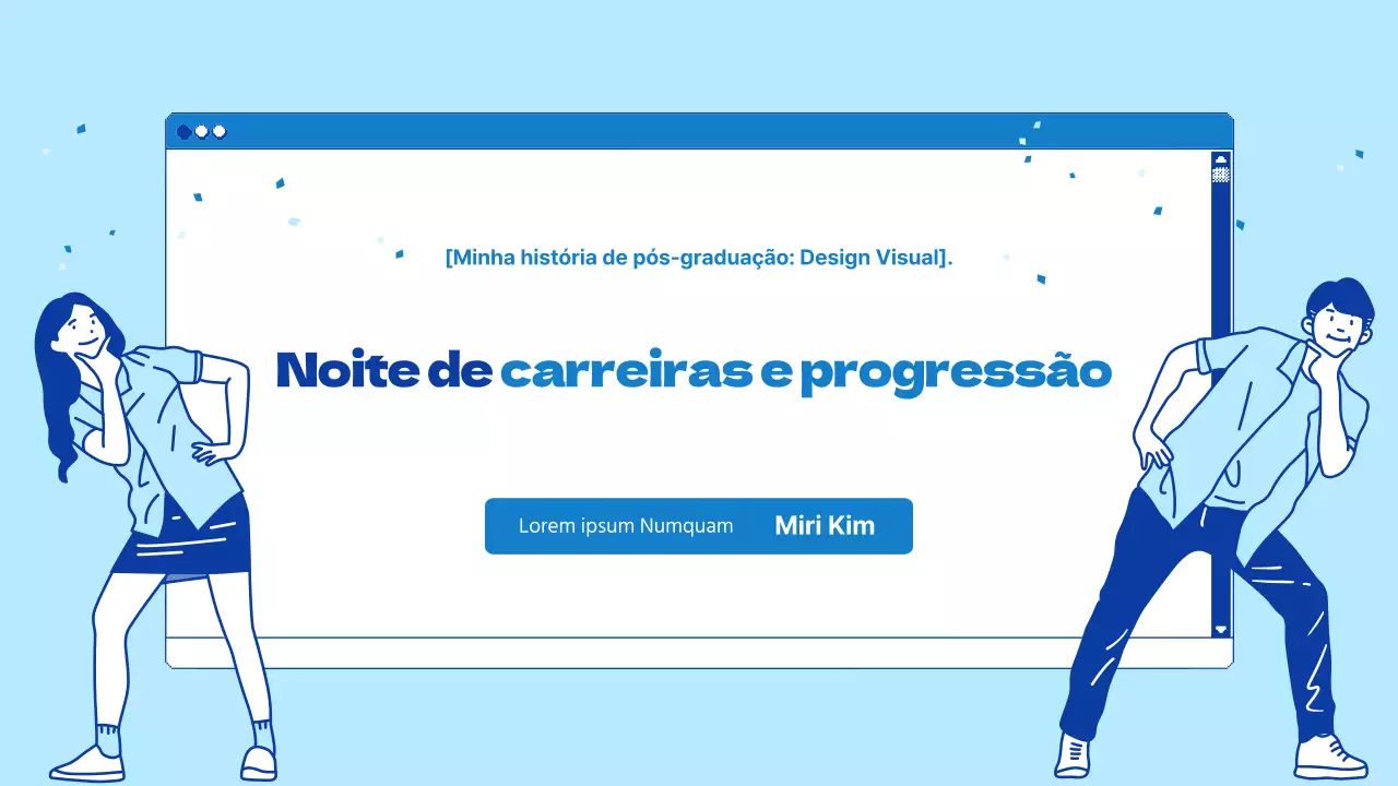 Apresentações universitárias num tema de browser azul