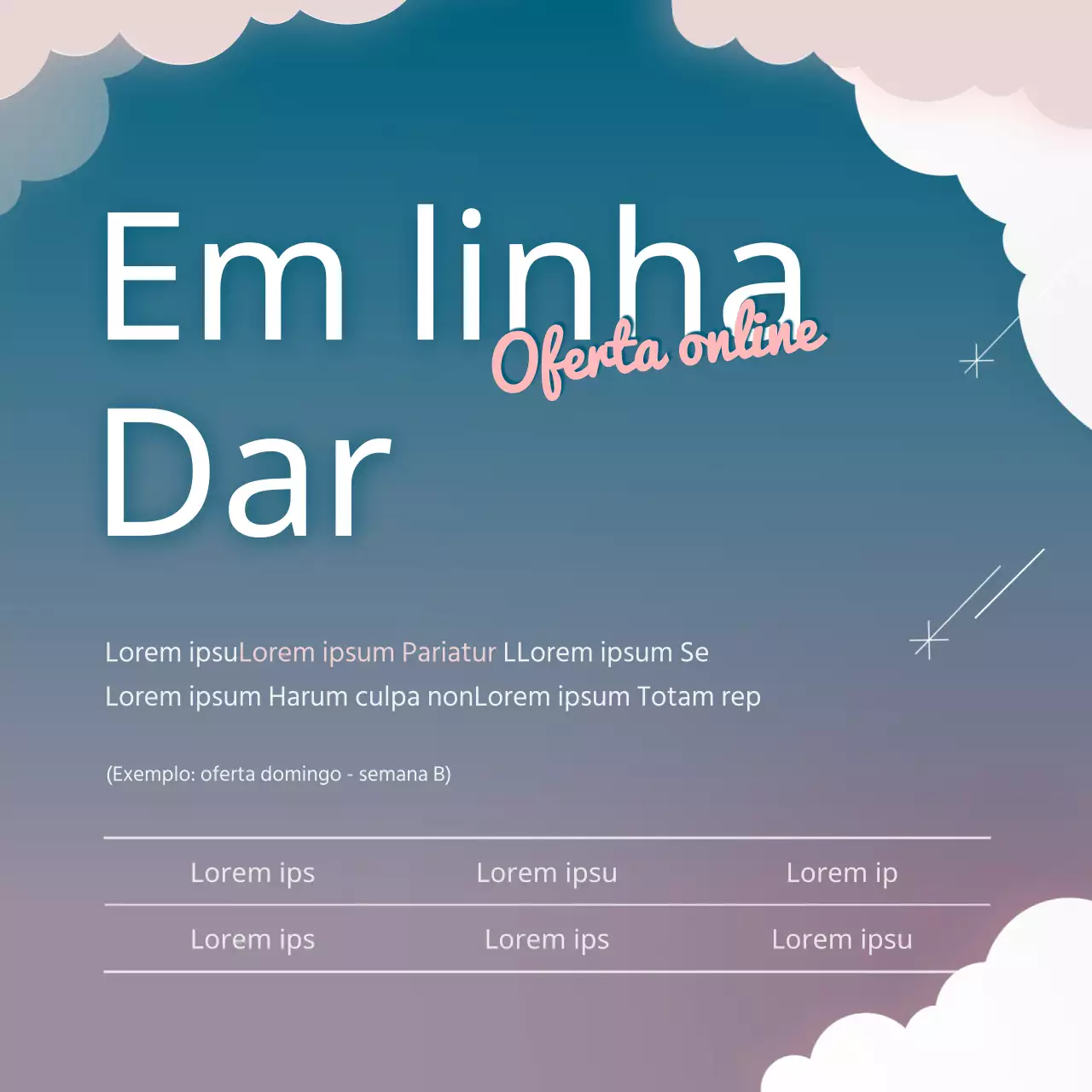 Tema de igreja com ilustração de céu com gradiente azul-violeta
