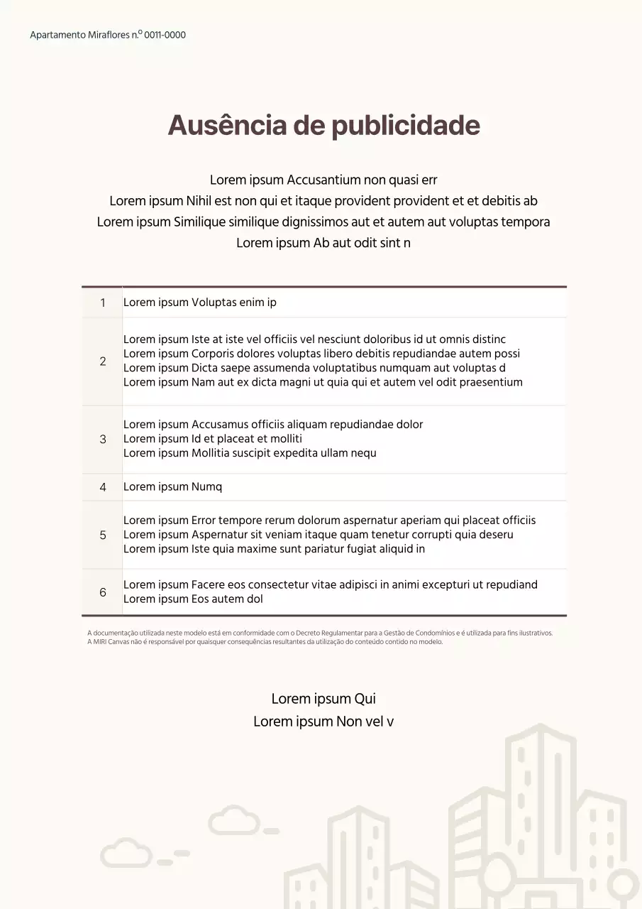 Informações sobre a proibição de publicidade em apartamentos cor de marfim