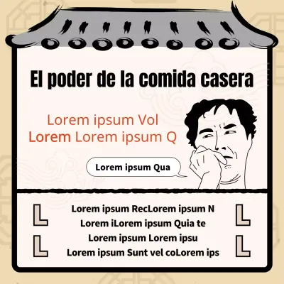 Sensibilidad de película de serie B con tejados de tejas azul marino y divertidas ilustraciones para mantener el interés.