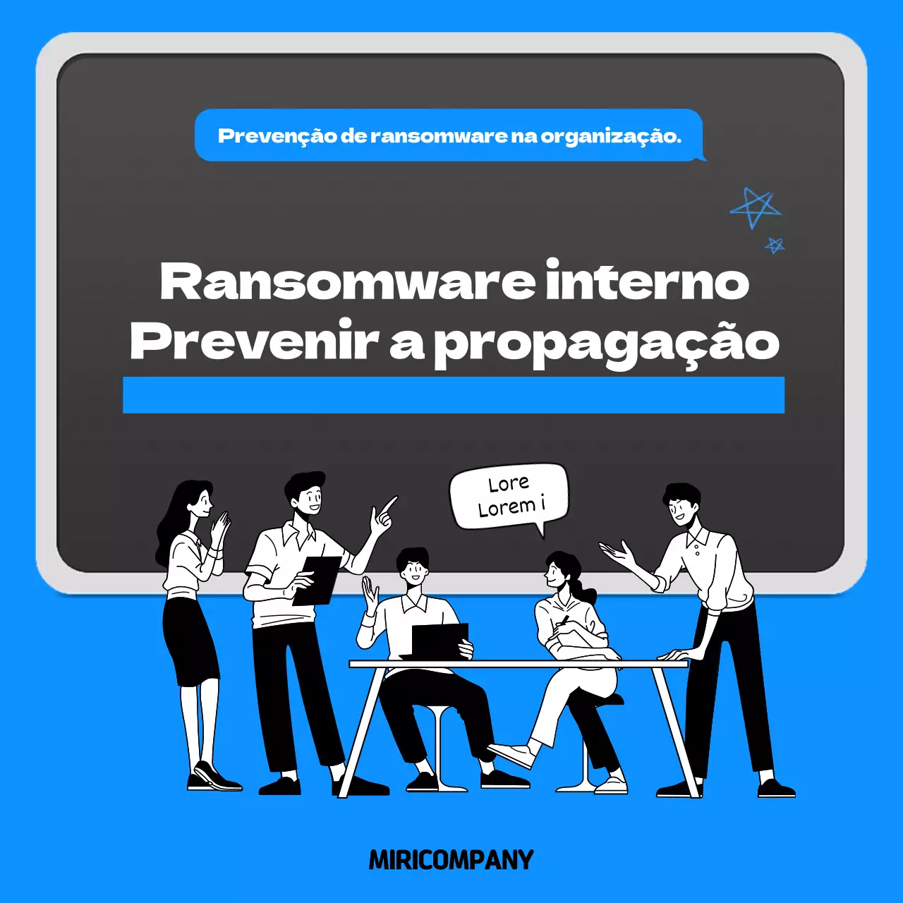 Cartão de ransomware azul e pretonotícias