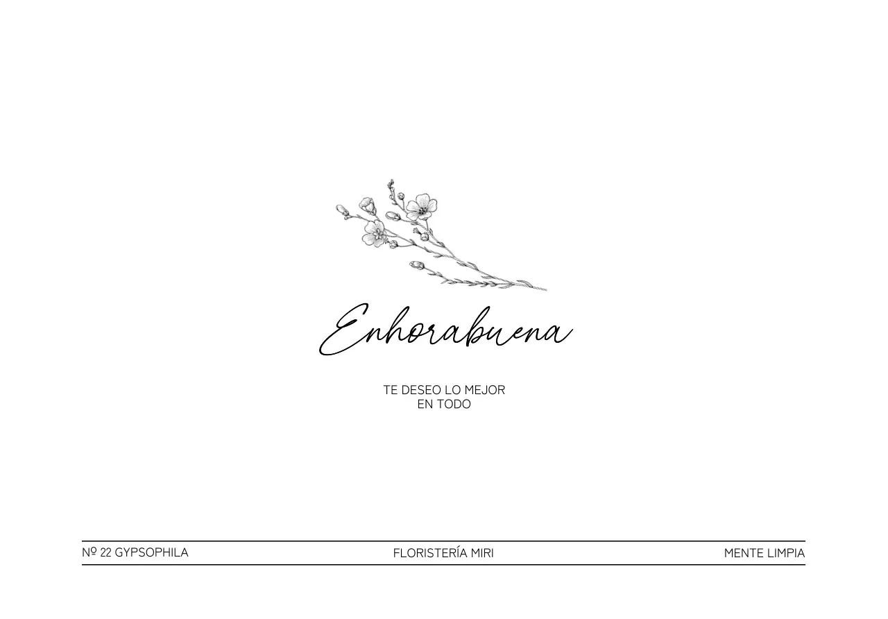 Regalo de felicitación de florista con ilustración de línea floral negra