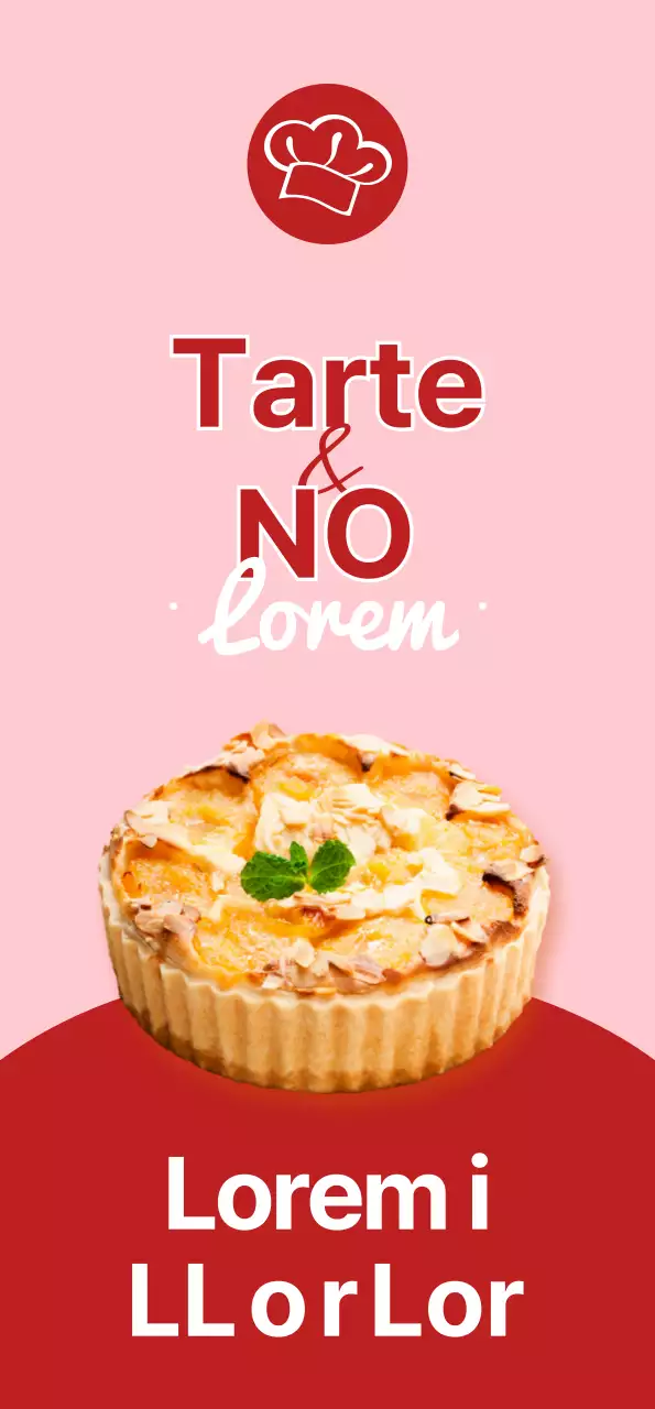 Uma faixa que apresenta um menu de tartes de sobremesas doces com um fundo cor-de-rosa