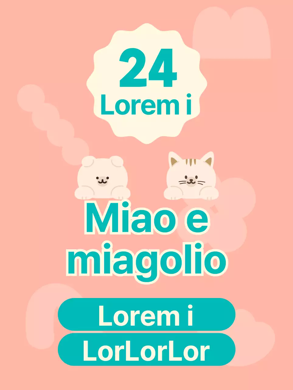 Un negozio di forniture per animali non presidiato con simpatiche illustrazioni di cani e gatti rosa e turchesi