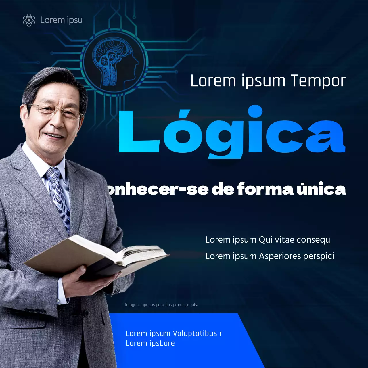Imagens azuis, limpas e fotorrealistas Conceitos práticos Ciência do cérebro Raciocínio lógico Promover eventos especiais