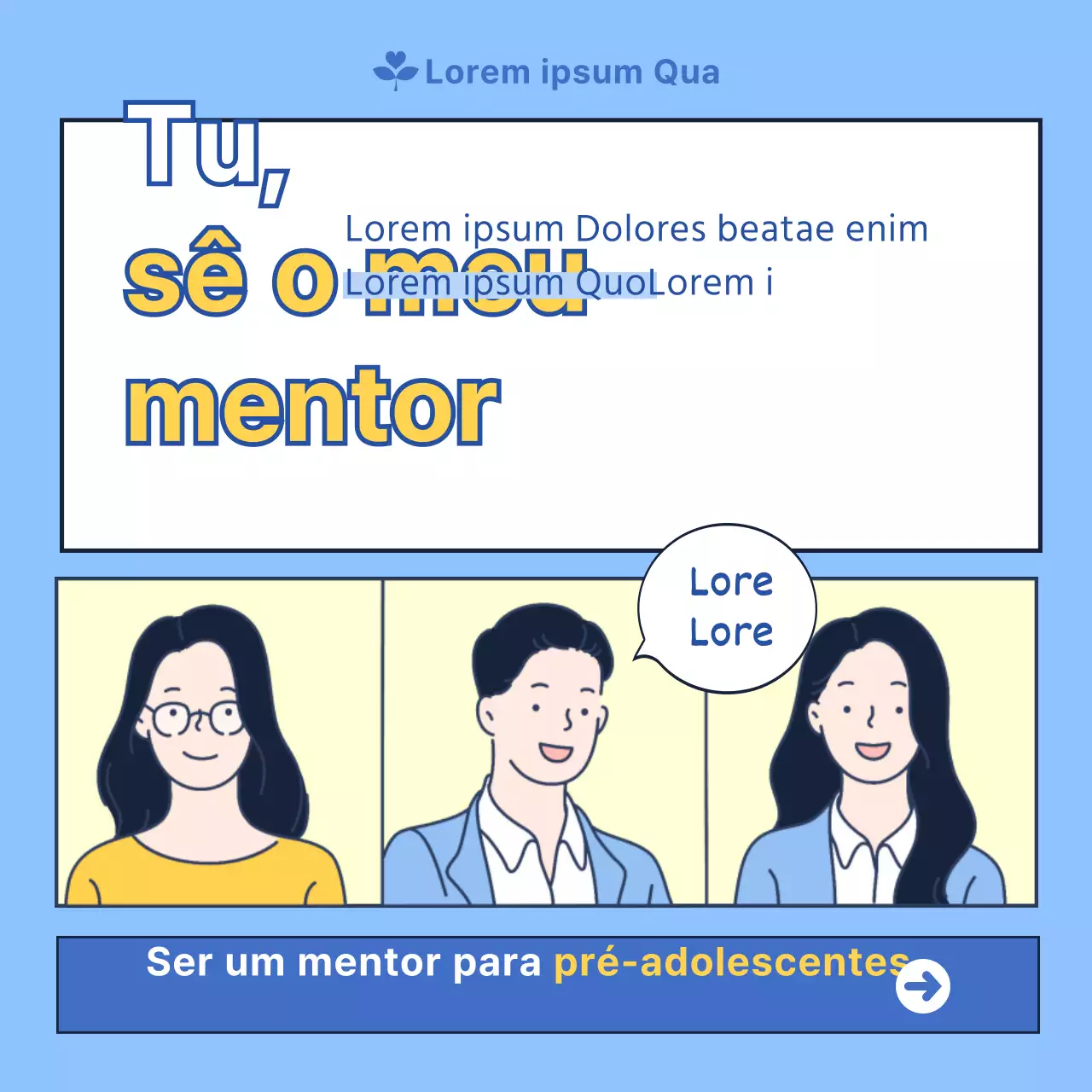 Azul claro e amarelo moderno centro de percursos para jovens recrutamento de mentores