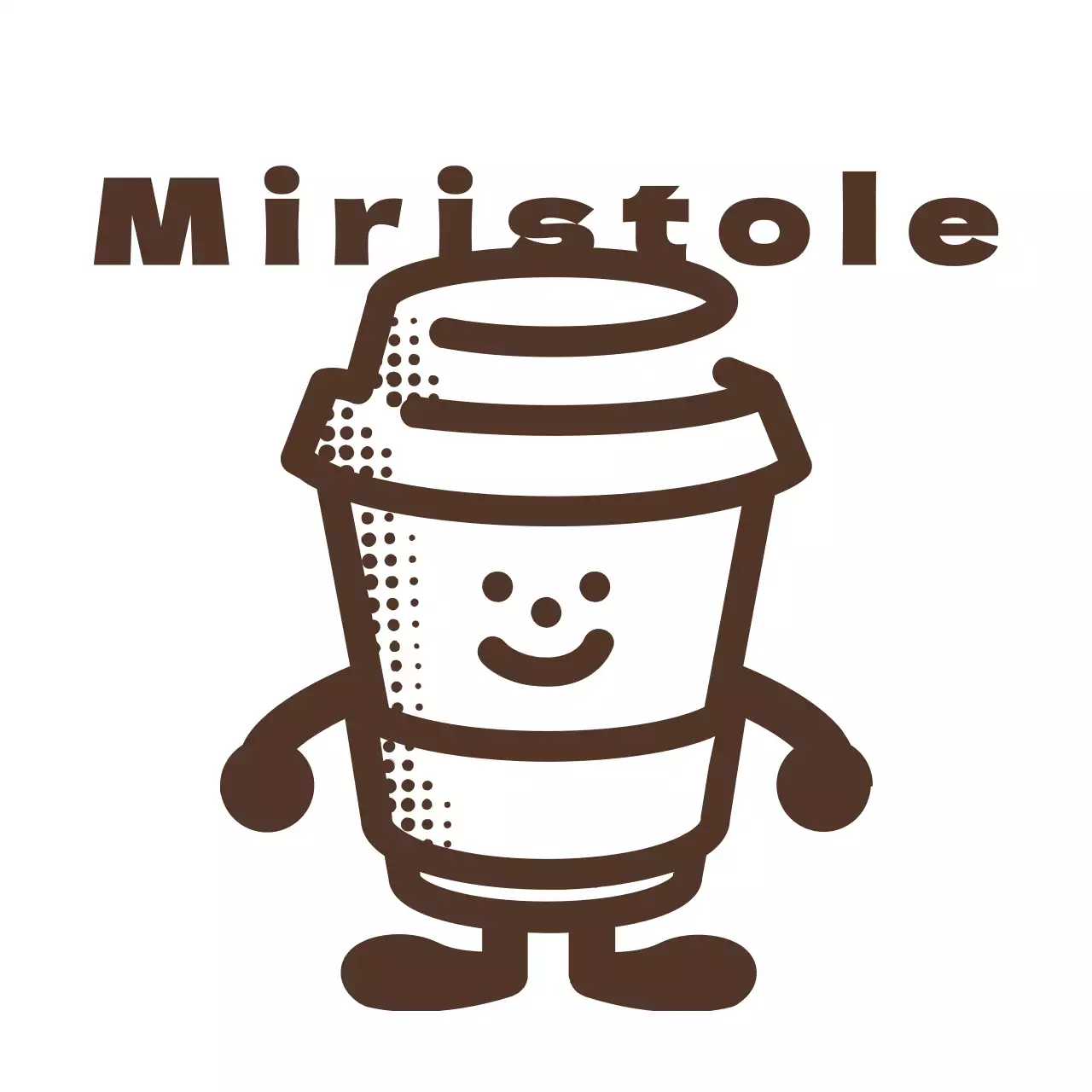 Logótipo de personagem de café giro em estilo castanho neutro