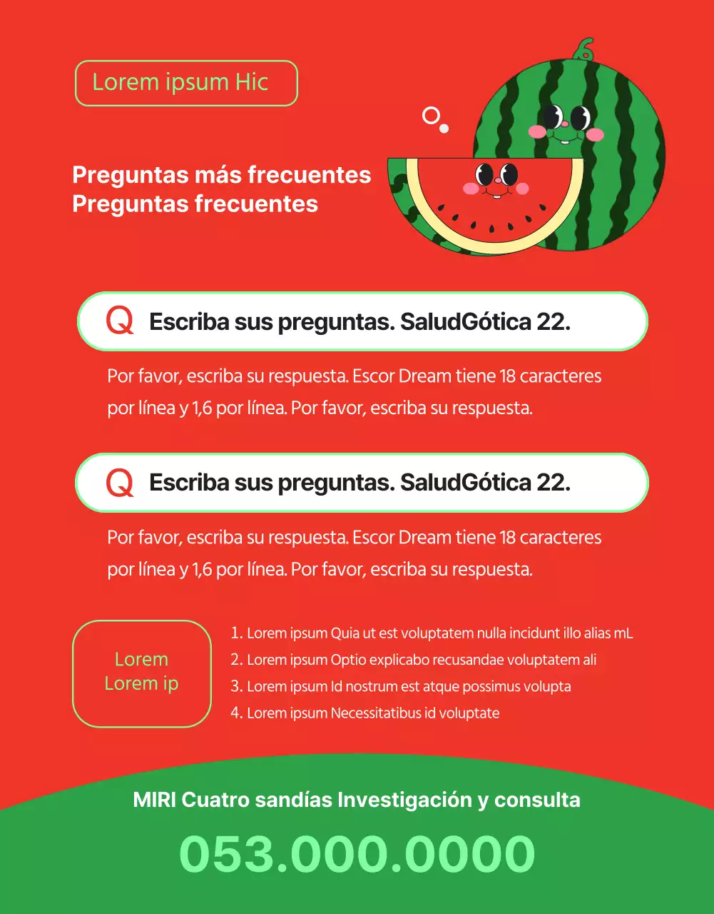 Promover un centro comercial que venda sandías tropicales rojas y verdes