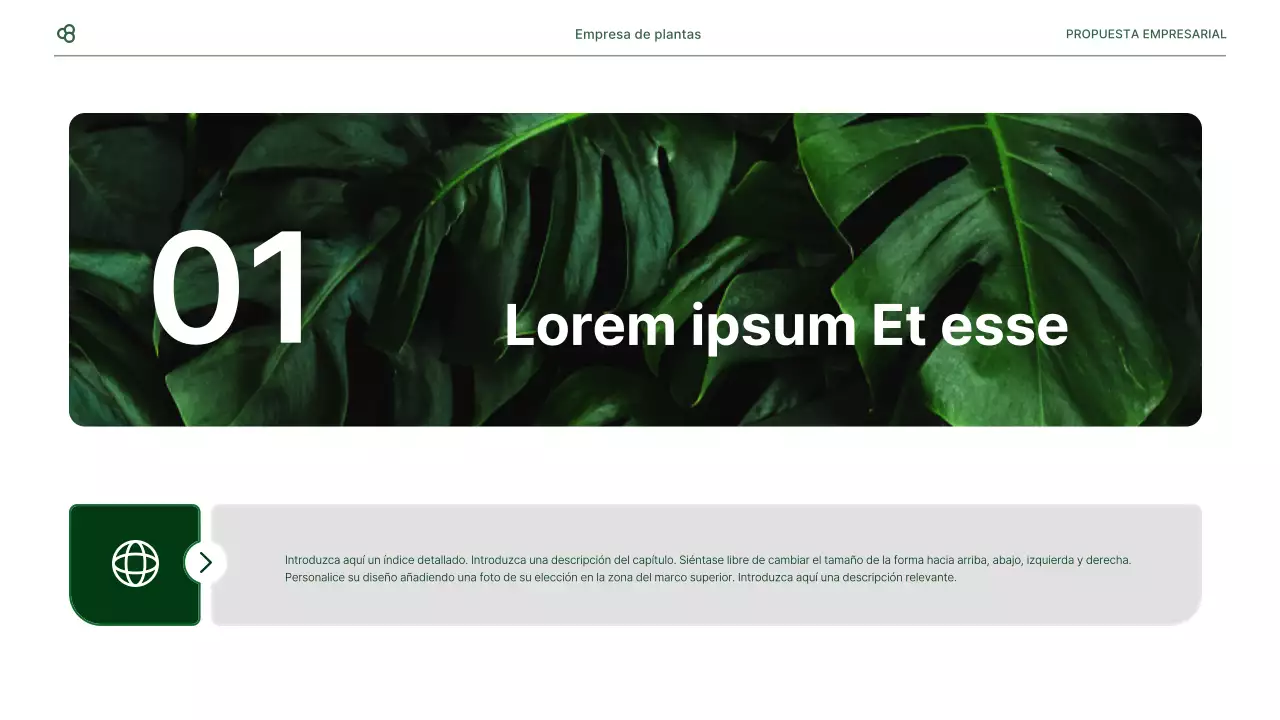 Propuesta de negocio de negocios en blanco y verde concepto de hoja natural