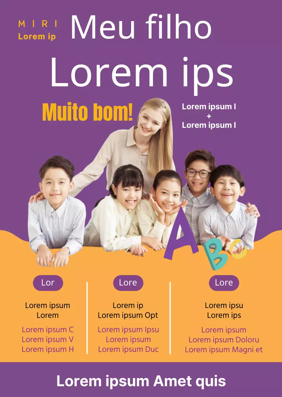 Cartaz transparente amarelo da escola de inglês
