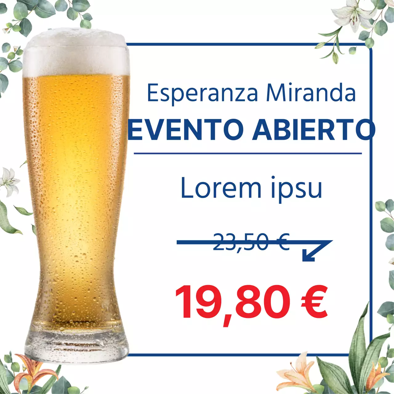 Cerveza Blanca Imagen Patrón Floral Hoppehaus