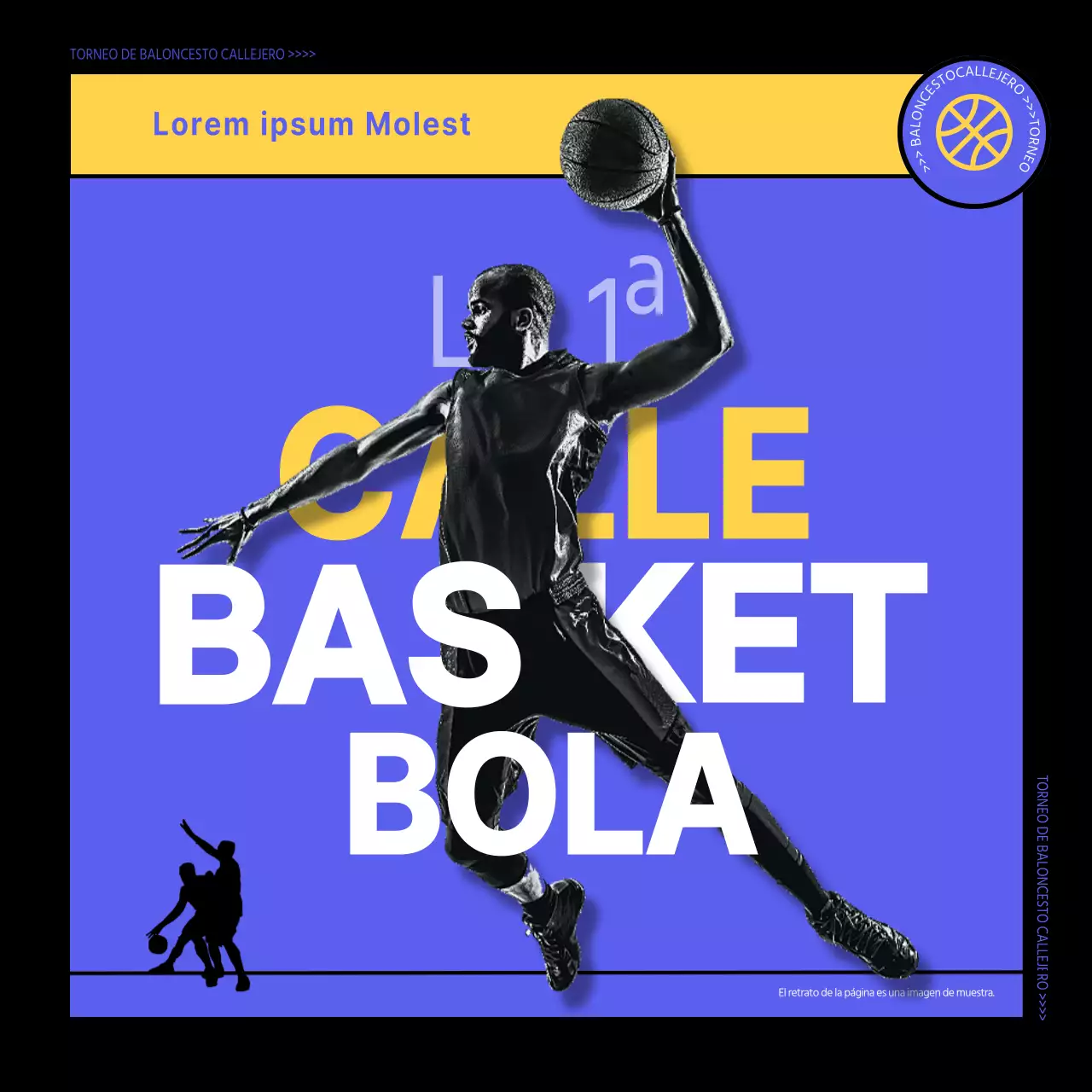 Potente baloncesto callejero en morado y amarillo