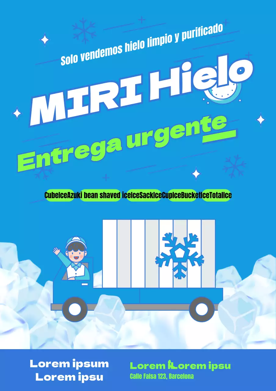 Promover la venta de un bonito reparto de hielo en azul claro y chartreuse