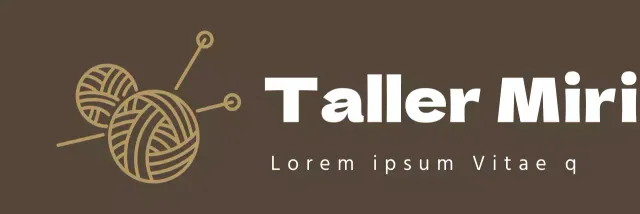 Un diseño de delantal de una línea con el logotipo de un estudio de tejido a mano con una ilustración de una madeja de hilo y un alfiler.