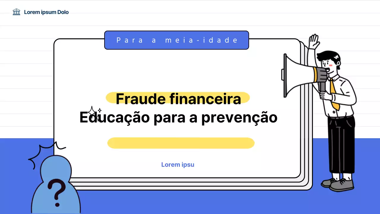Formação em prevenção da fraude financeira para adultos de meia-idade de cor azul