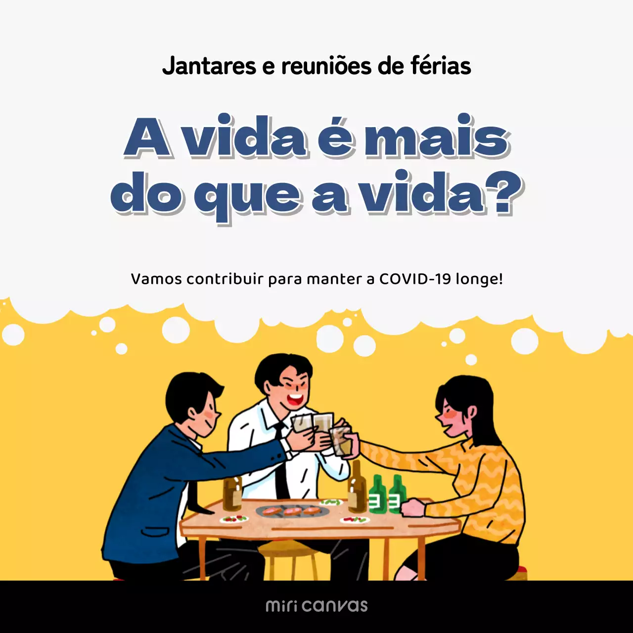 Evitar as reuniões de férias do Corona nos quadrados brancos e amarelos das redes sociais