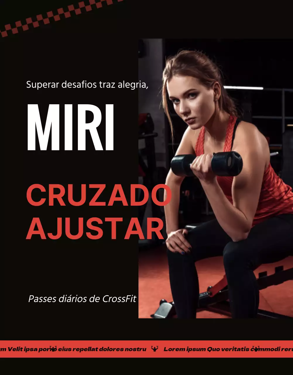 Promover um evento de crossfit num ginásio moderno em laranja e preto