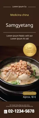 Promocionar un nuevo menú de cuenco de arroz con salmón en un restaurante con fondo marrón