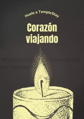 Ilusiones de velas y escritos a mano templo estancia viajes eventos en marrón y patrones de texto
