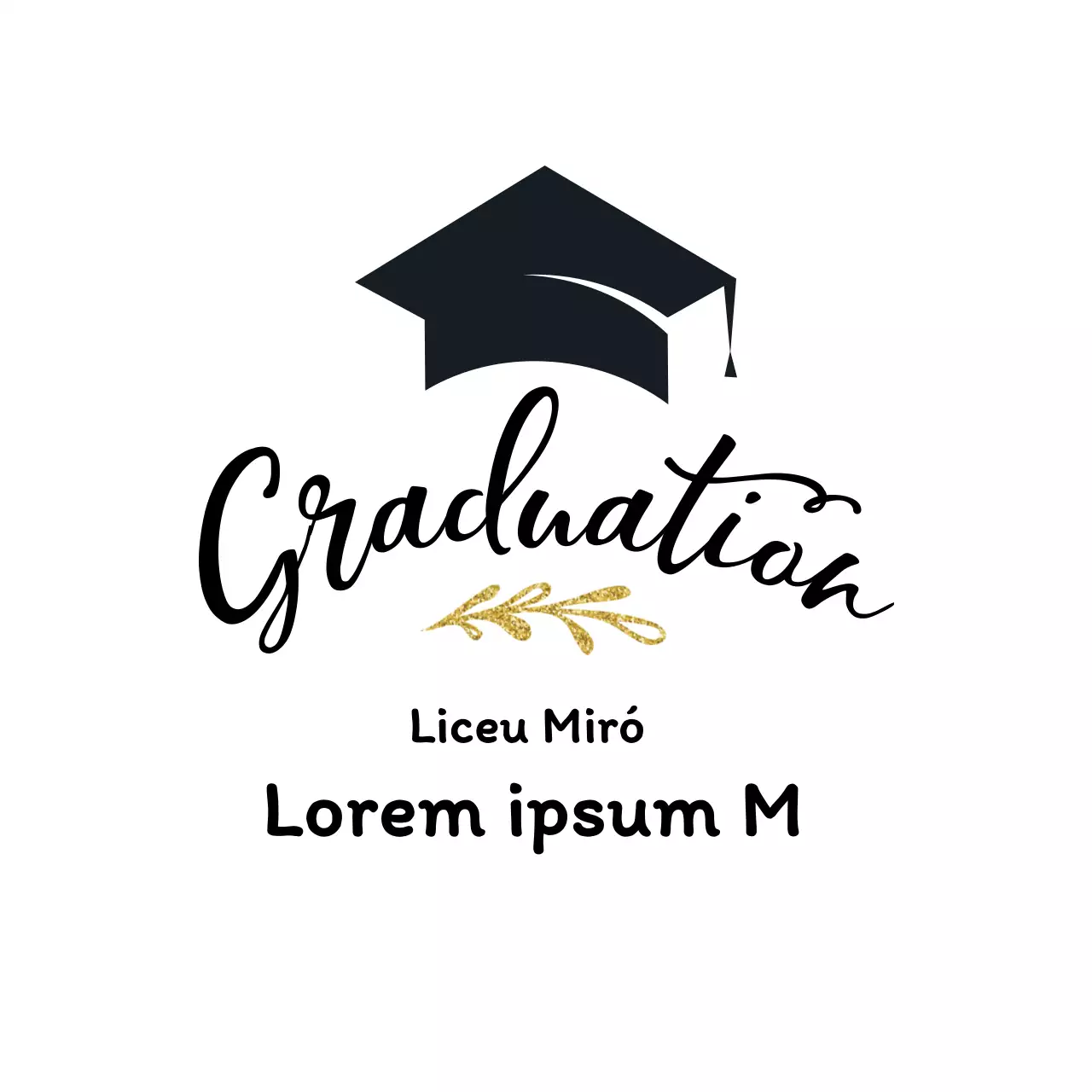 Ilustração em preto e dourado da festa de formatura
