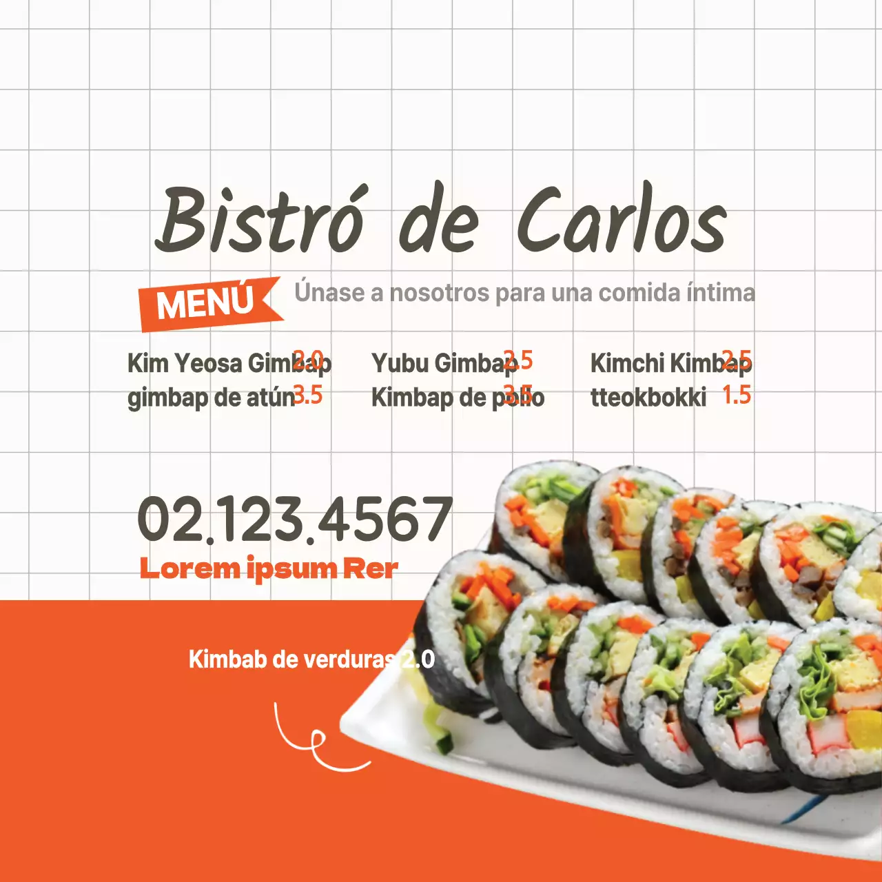 El menú del restaurante incluye un simpático pulpo marrón y una ilustración de takoyaki