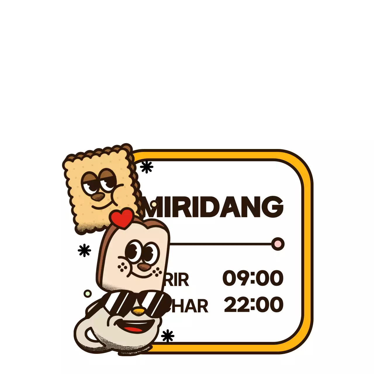 Estilo de ilustração de banda desenhada, castanho e giro, para anunciar eventos na loja