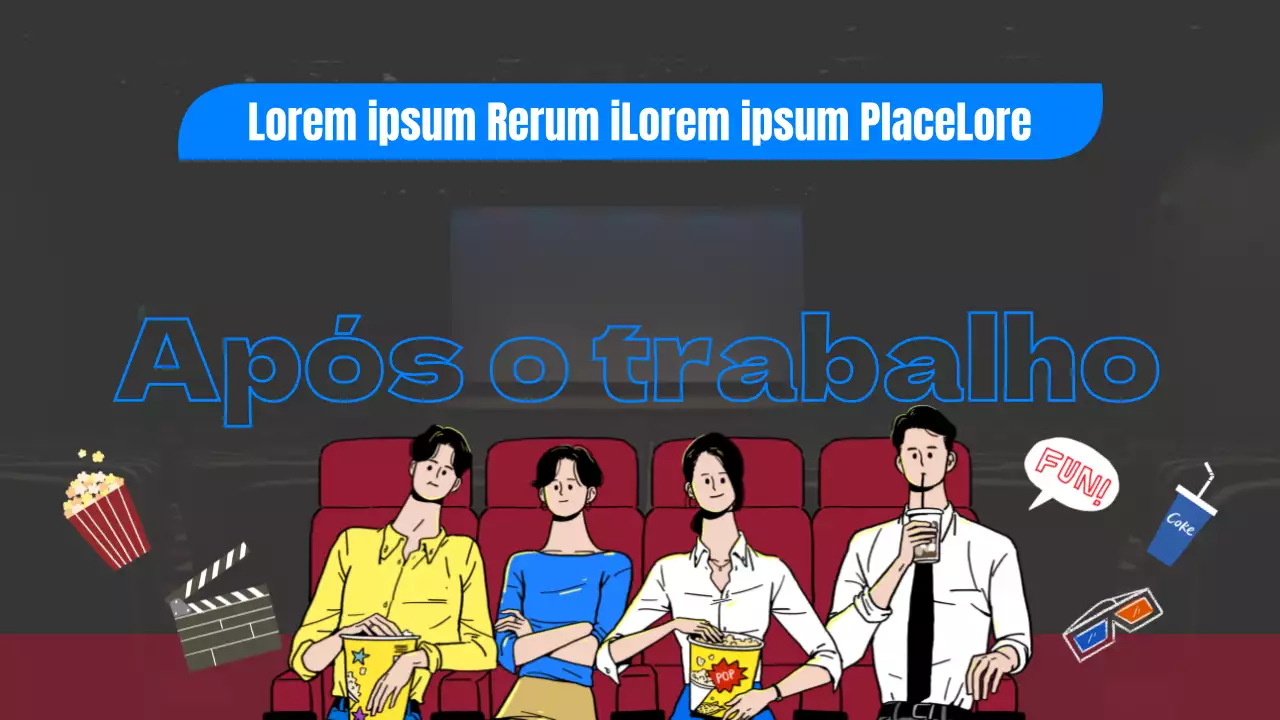Azul Vermelho Cinzento Conceito de ilustração desenhada à mão Tema do clube de cinema interno