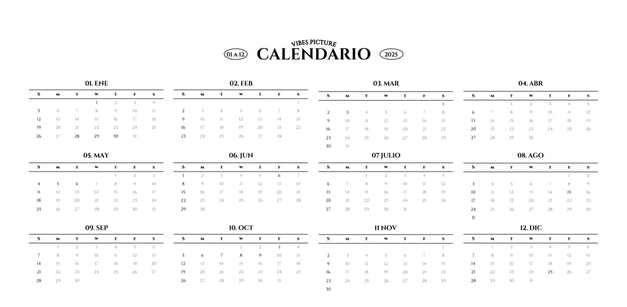 Calendario de pared de estilo sencillo con concepto de fotografía de viajes emocional en blanco y negro