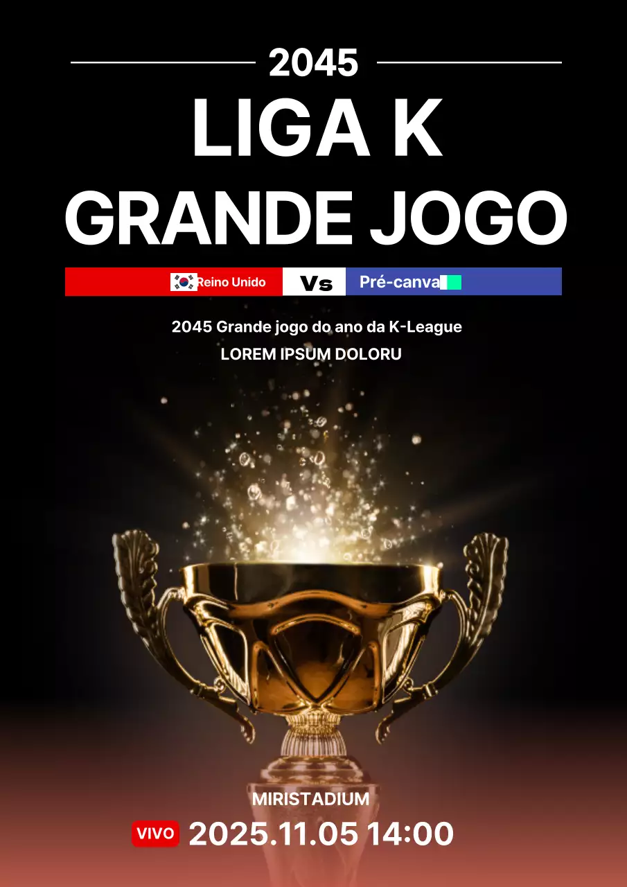 Cartaz preto simples para um jogo de futebol