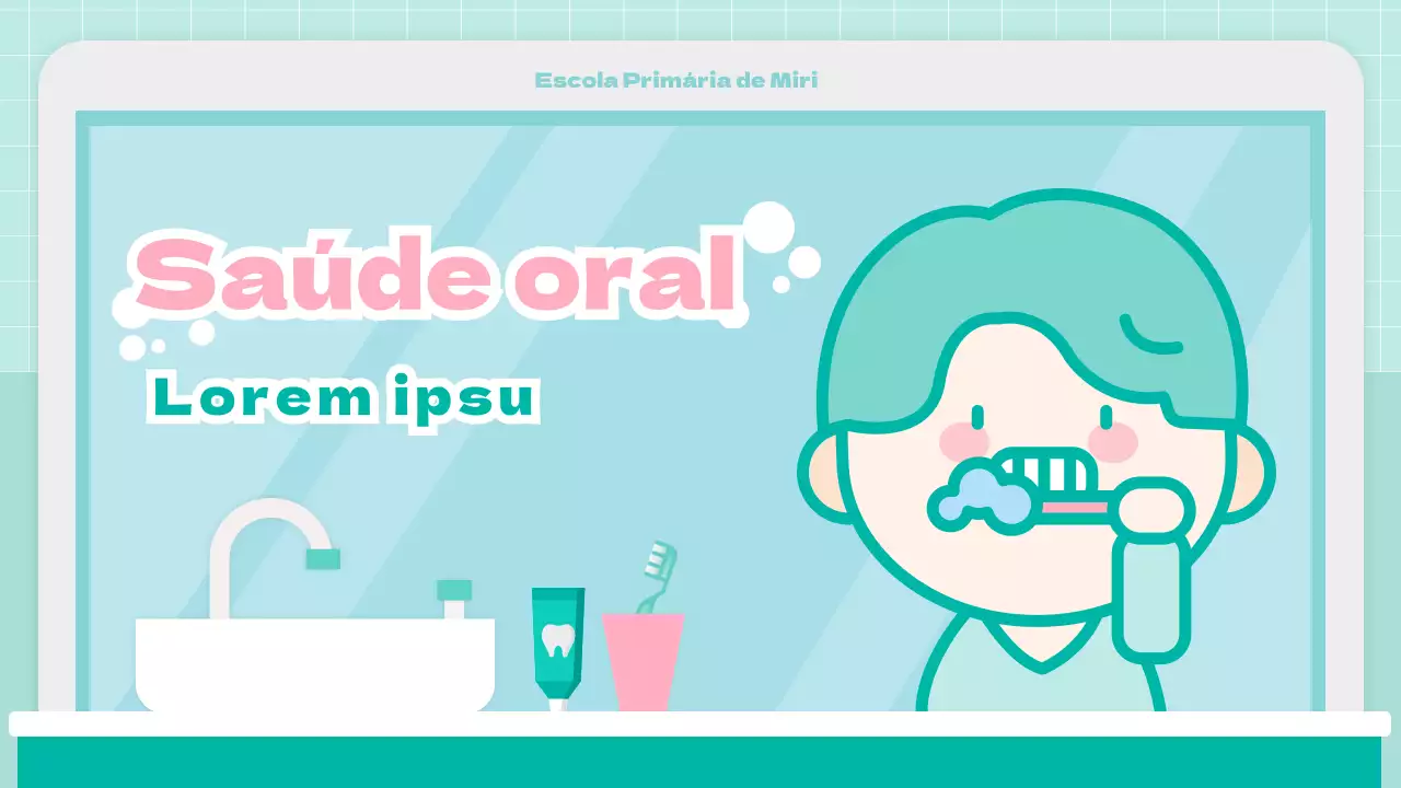 Ilustração de uma criança gira de hortelãEducação em saúde dentária