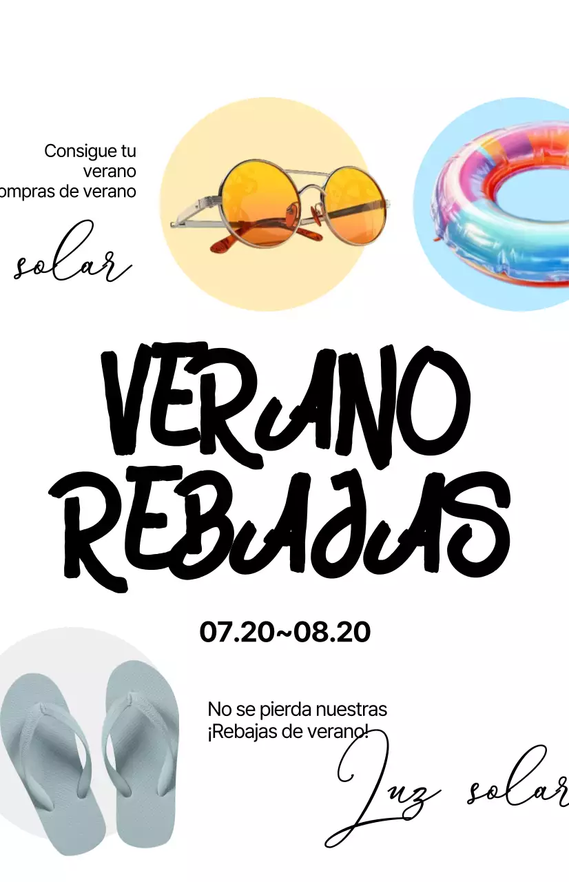 Promocione su venta de verano con caligrafía sobre fondo blanco