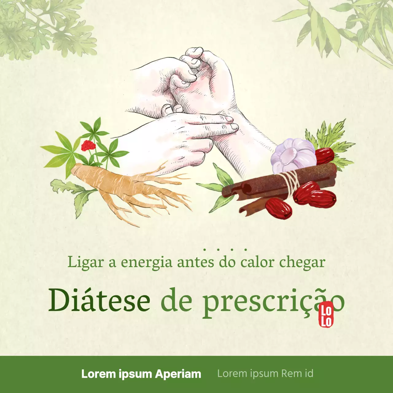 Tema promocional para uma clínica coreana com um conceito de desenho à mão colorido de artemísia