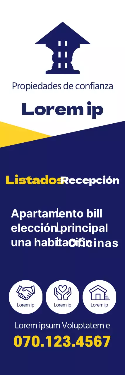 Anuncios inmobiliarios en azul marino