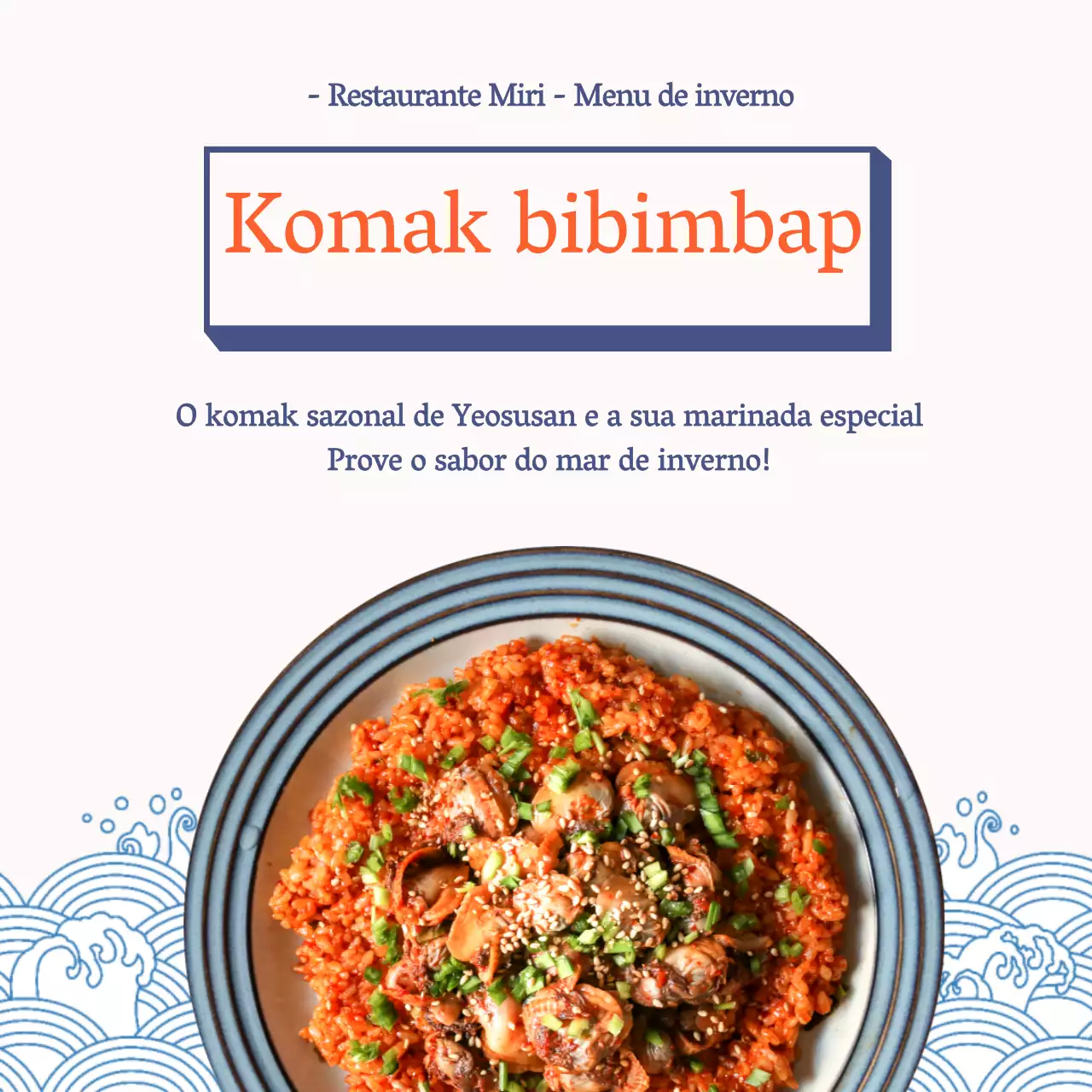 Apresentação do menu de inverno com ênfase nos alimentos azuis e cor de laranja