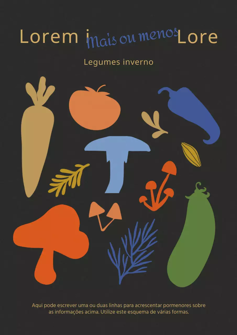 Um cartaz colorido para uma mercearia biológica em tons de laranja-azul-verde.