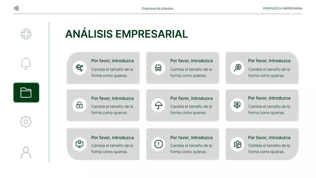 Propuesta de negocio de negocios en blanco y verde concepto de hoja natural