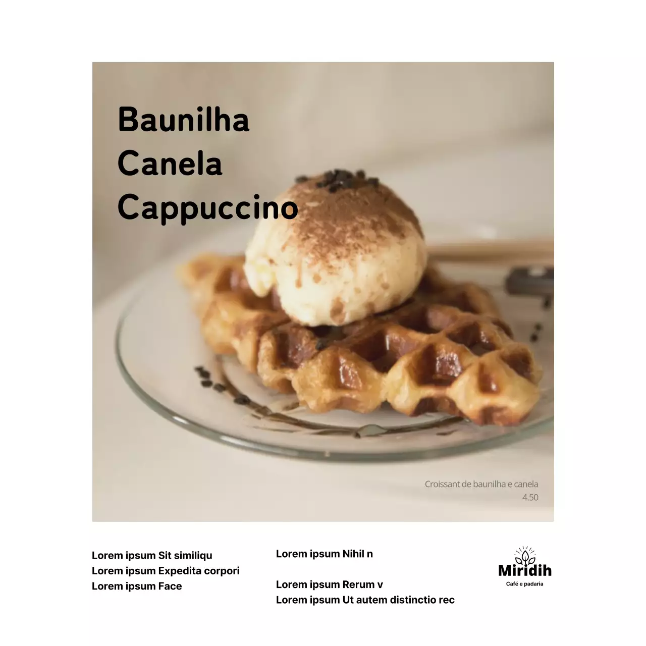 Sinal de menu de café branco simples quadrado