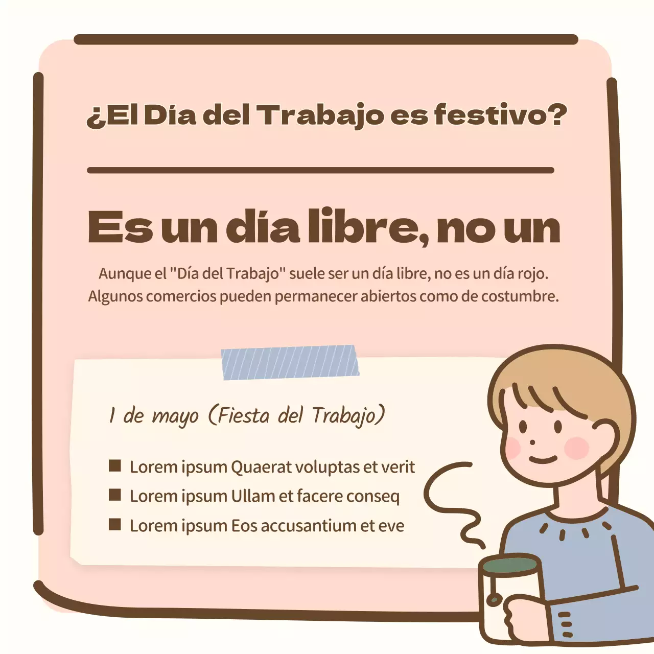 Encantador y cálido conocimiento de las vacaciones de los trabajadores en colores pastel
