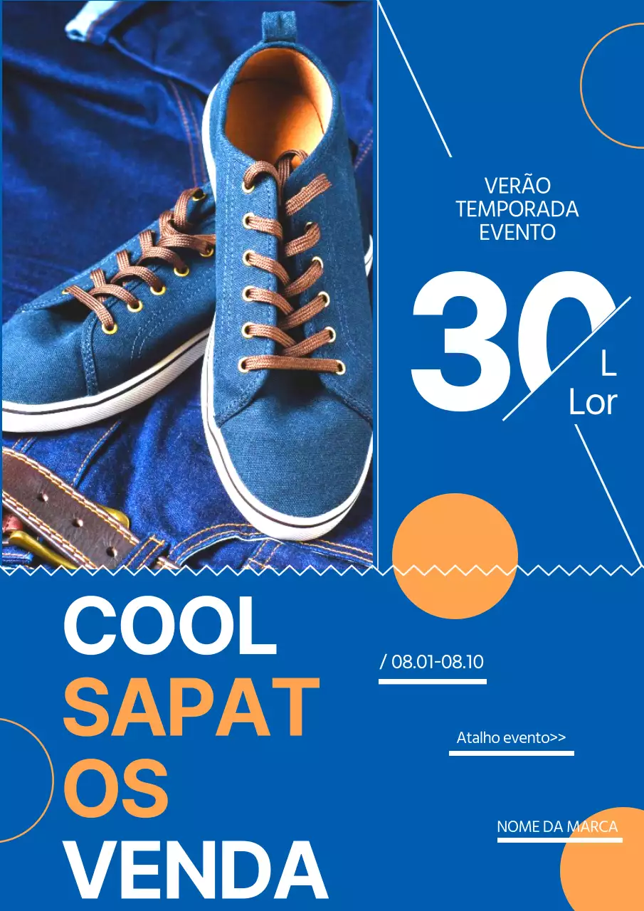 Cartaz promocional elegante de um evento de saldos de verão em azul