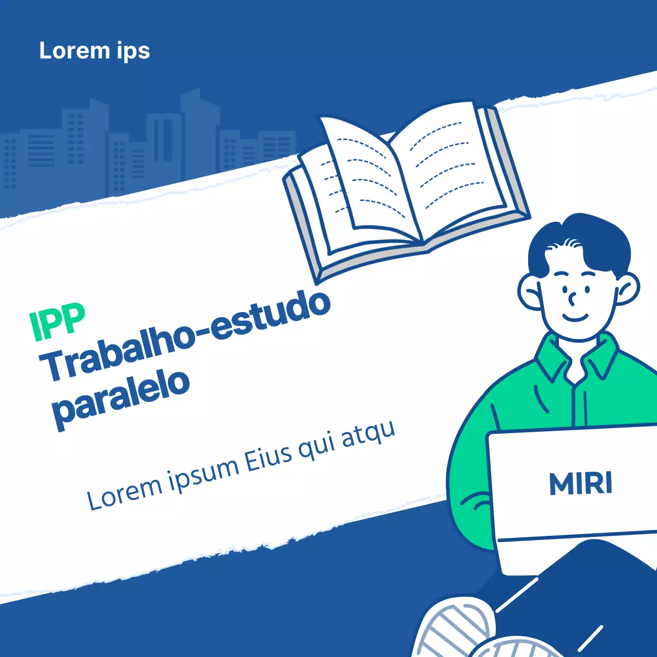 A via azul e menta do estudo-trabalho universitário
